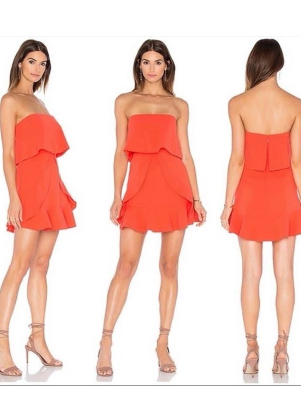 BCBGMaxAzria Charlot Vibrant Orange Strapless Mini Dress